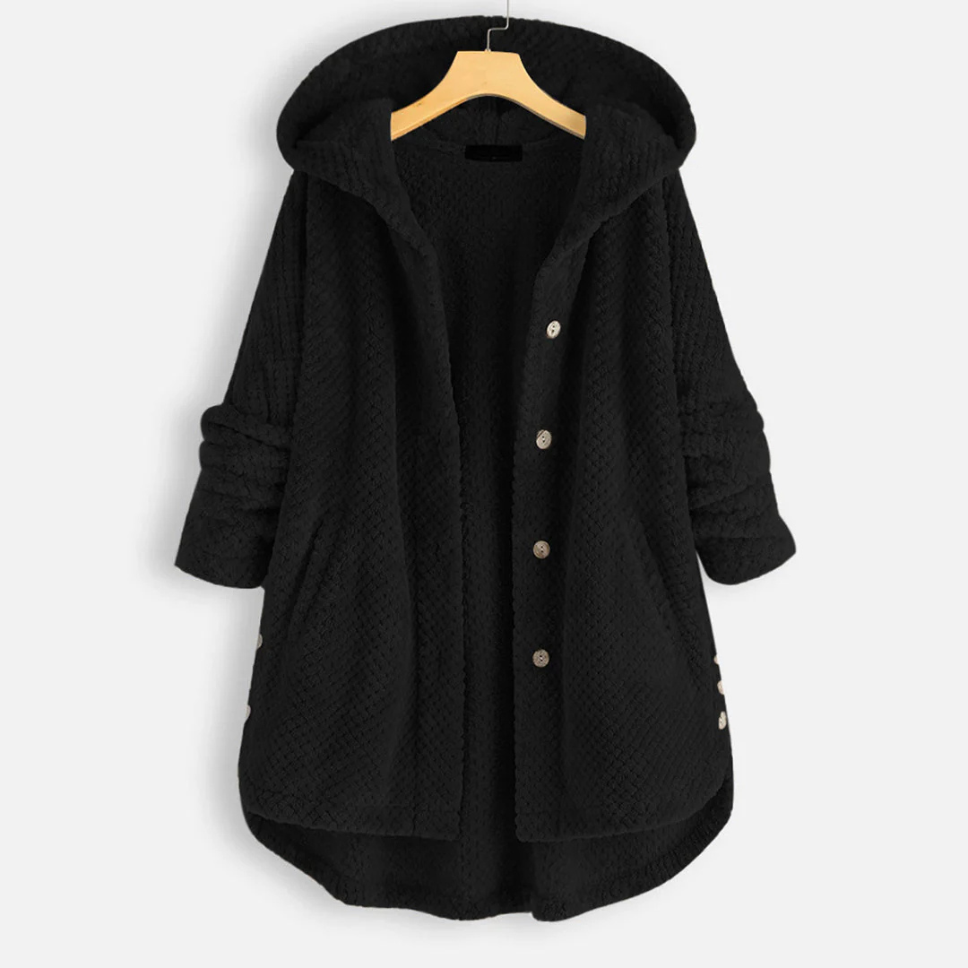Damen Lange Winter Knopf Daunenjacke | Kapuze