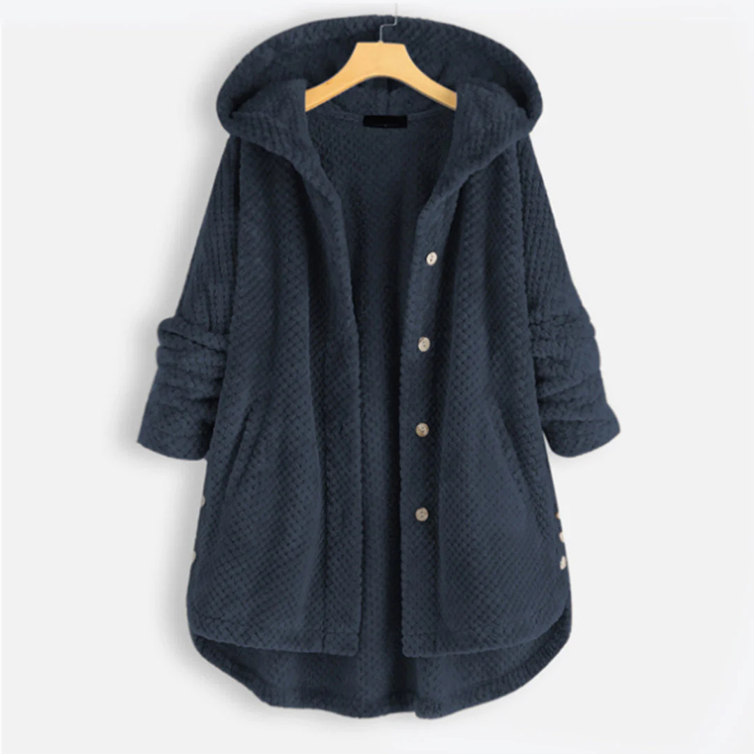 Damen Lange Winter Knopf Daunenjacke | Kapuze