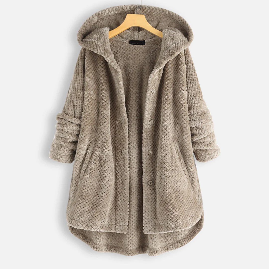 Damen Lange Winter Knopf Daunenjacke | Kapuze