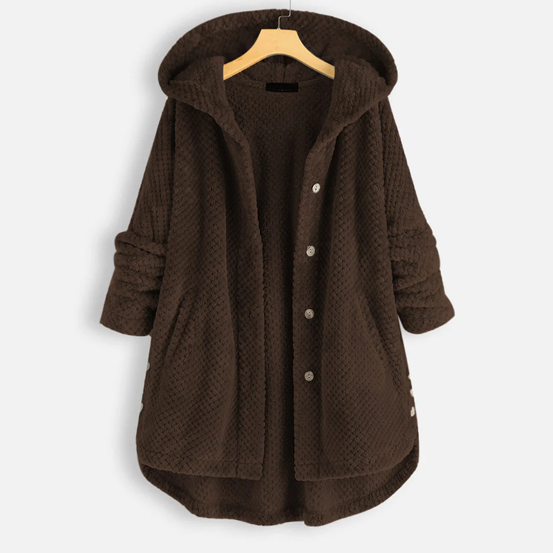 Damen Lange Winter Knopf Daunenjacke | Kapuze