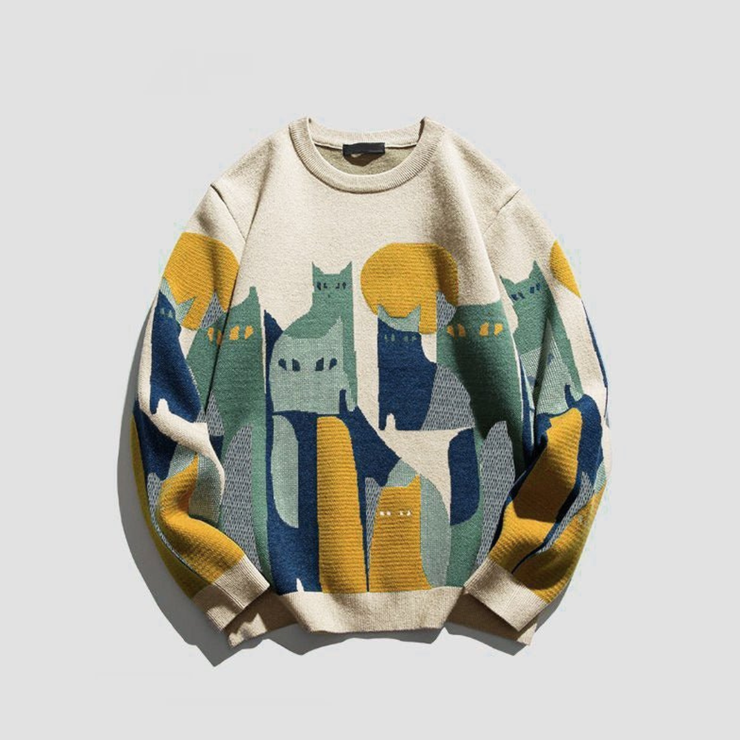 Herren bedruckter Rundhalsausschnitt Pullover | Langarm