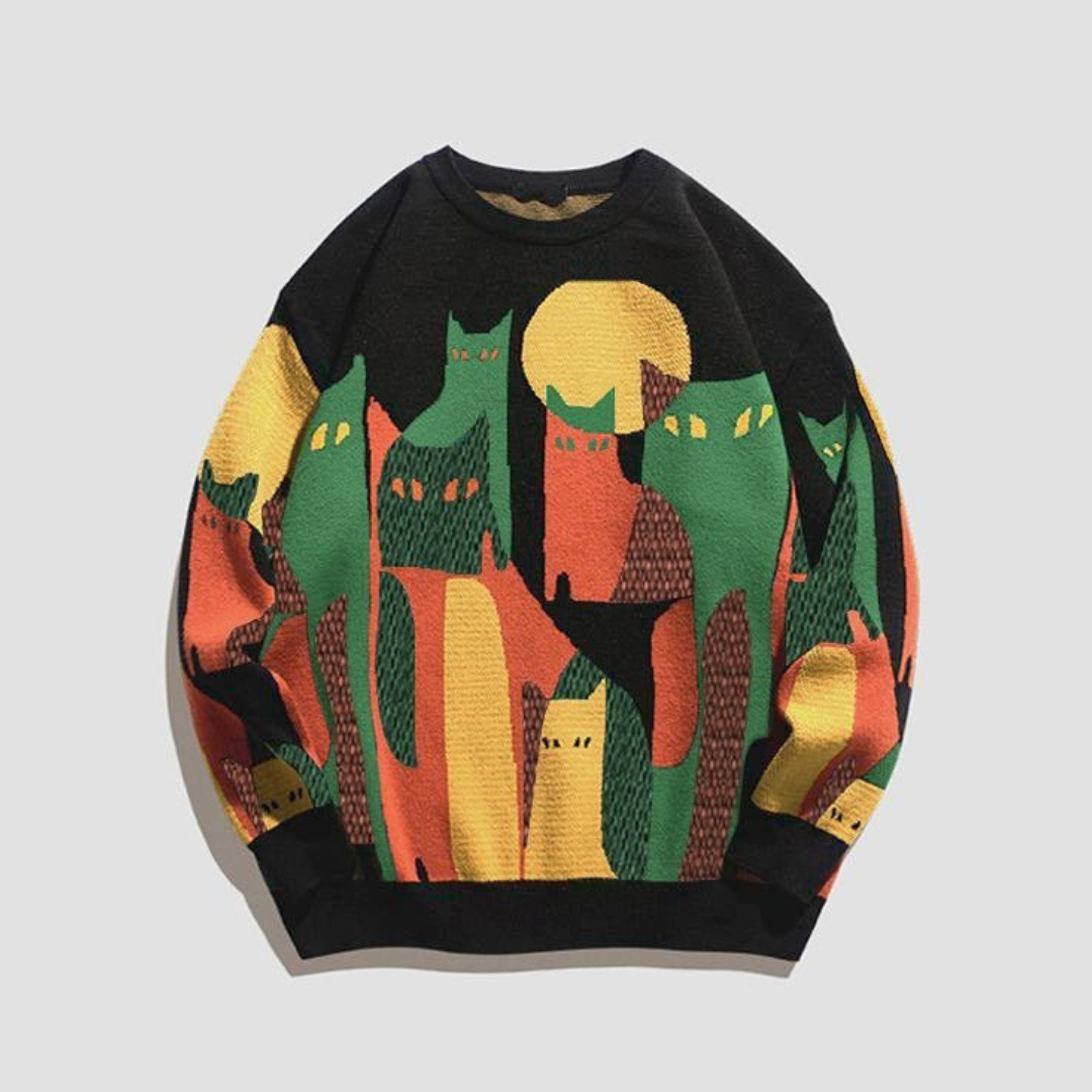 Herren bedruckter Rundhalsausschnitt Pullover | Langarm