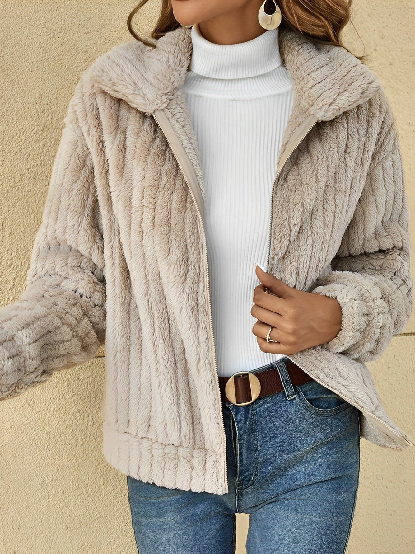 Moderne Damen-Teddy-Mantel | Warm