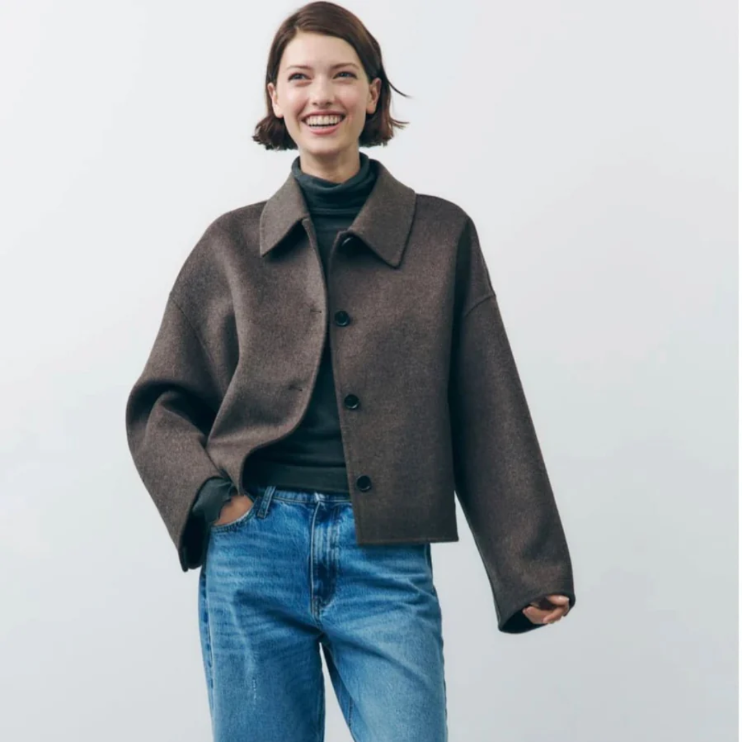 Damen Kurze Strickmantel | Langarm