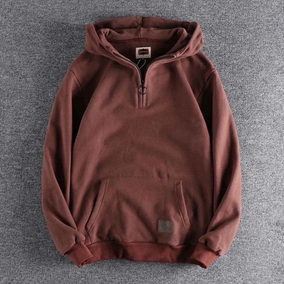 Herren Halb Reißverschluss Warme Winter Kapuzenpulli | Langarm