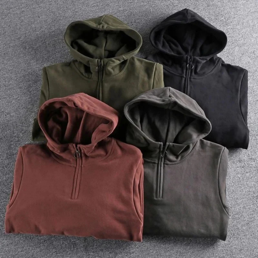 Herren Halb Reißverschluss Warme Winter Kapuzenpulli | Langarm