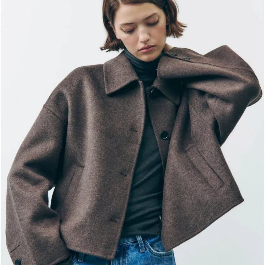 Damen Kurze Strickmantel | Langarm