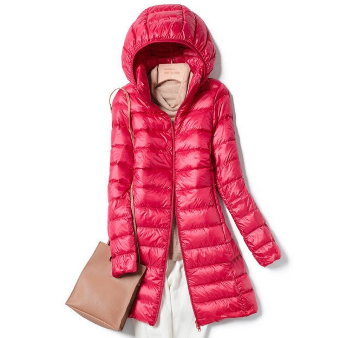 Damen Lange Winter Puffer Jacke | Kapuze