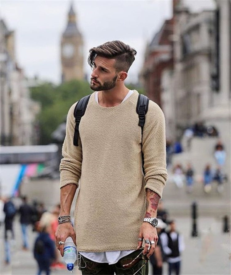 Declan | Stylischer langer Strickpullover für Herren