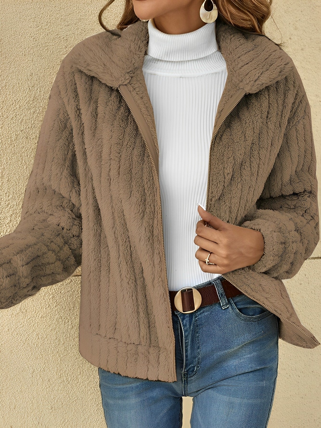 Moderne Damen-Teddy-Mantel | Warm
