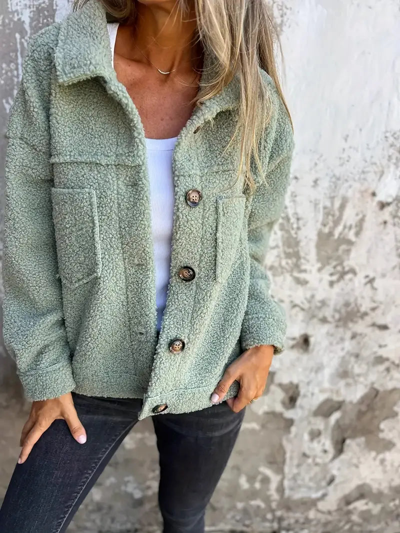 Langärmeliger Damen-Teddy-Mantel | Lässig
