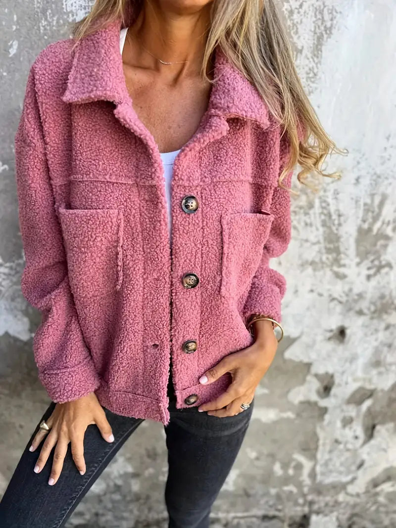 Langärmeliger Damen-Teddy-Mantel | Lässig