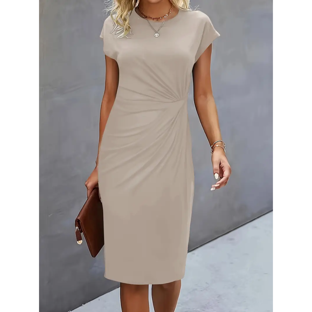Damen Gerafftes, figurbetontes Kleid | Kurze Ärmel