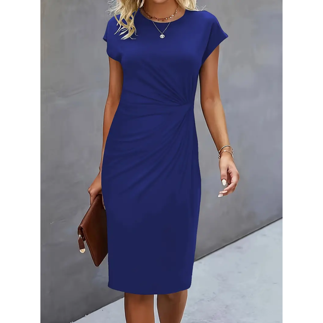 Damen Gerafftes, figurbetontes Kleid | Kurze Ärmel