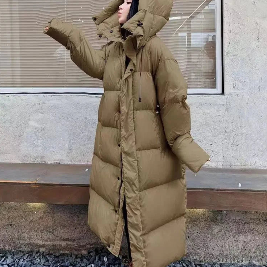 Damen Lange Winter Puffer Daunenjacke | Kapuze