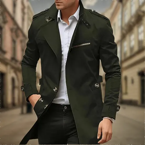Cayseon | Moderner Zweireihiger Trenchcoat Herren | Lang