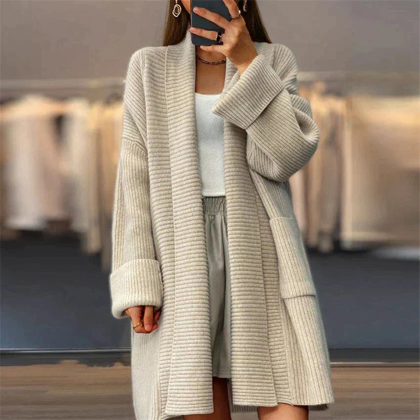 Euphemia | Damen Lange Strickjacke | Warm