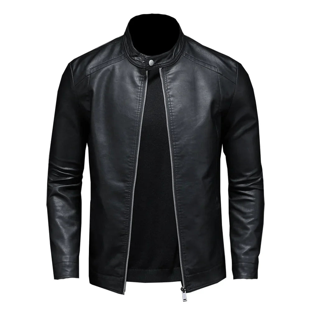 Herren Schlanke Passform Bikerjacke | Schwarz