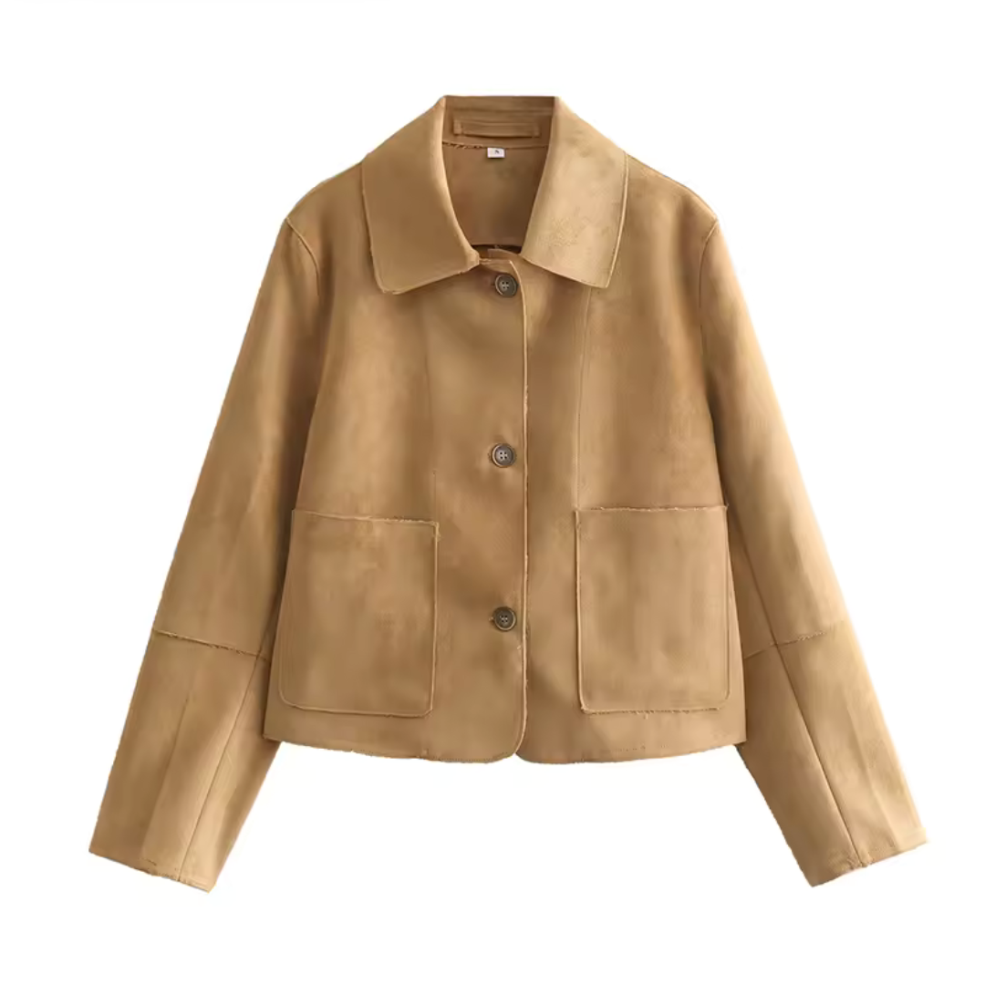 Damen Kurzer Knopf Daunenjacke | Langarm