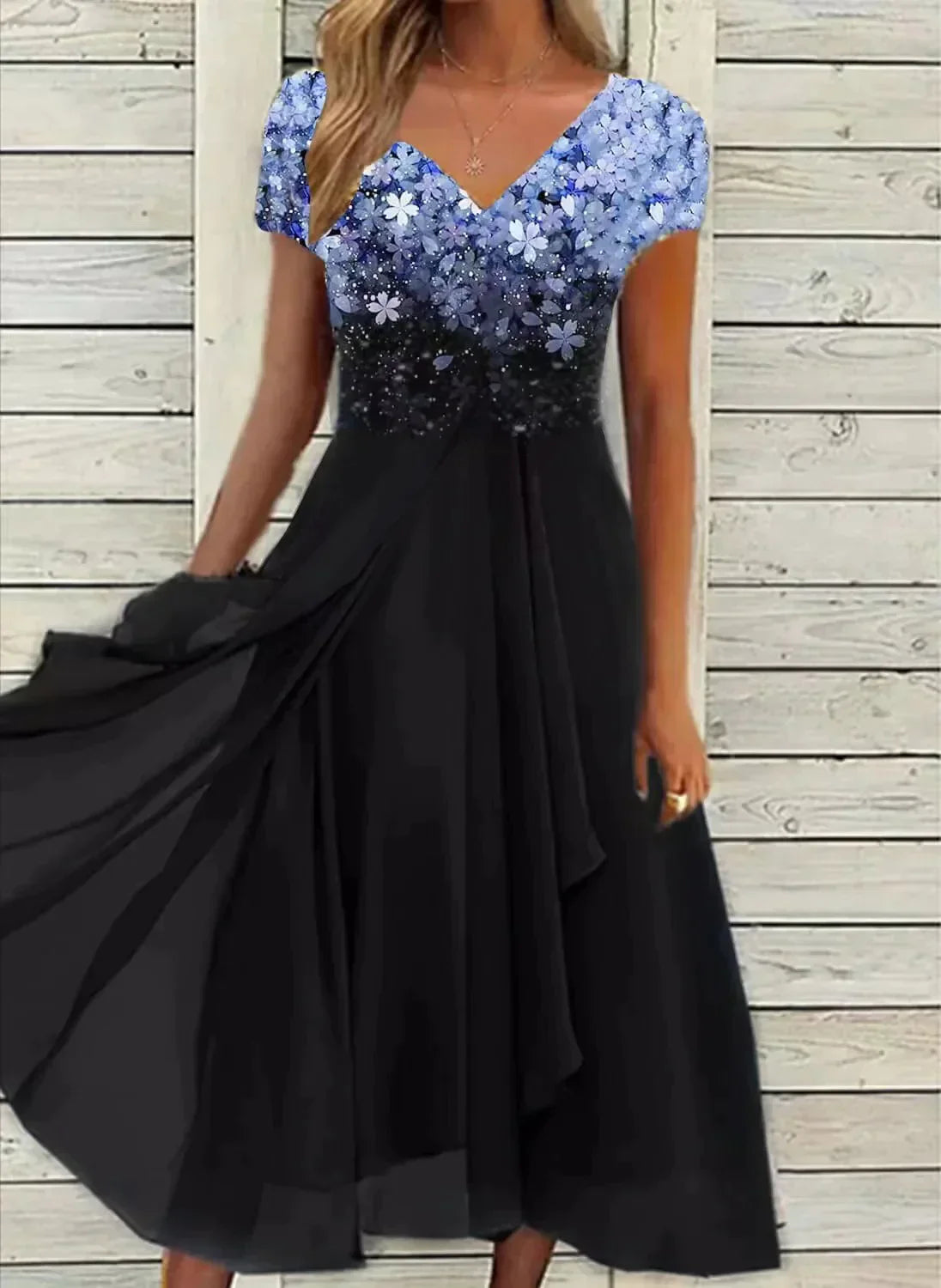 Marigon | Damen Hochzeit Abendkleid mit Glitzer | Maxi
