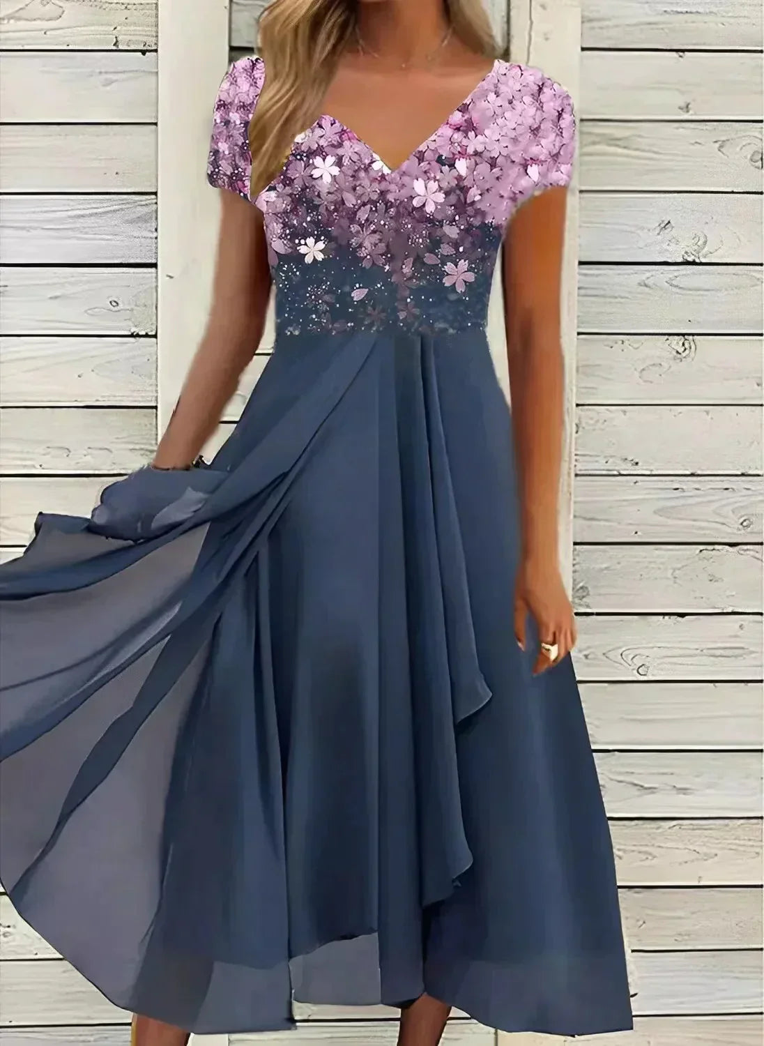 Marigon | Damen Hochzeit Abendkleid mit Glitzer | Maxi