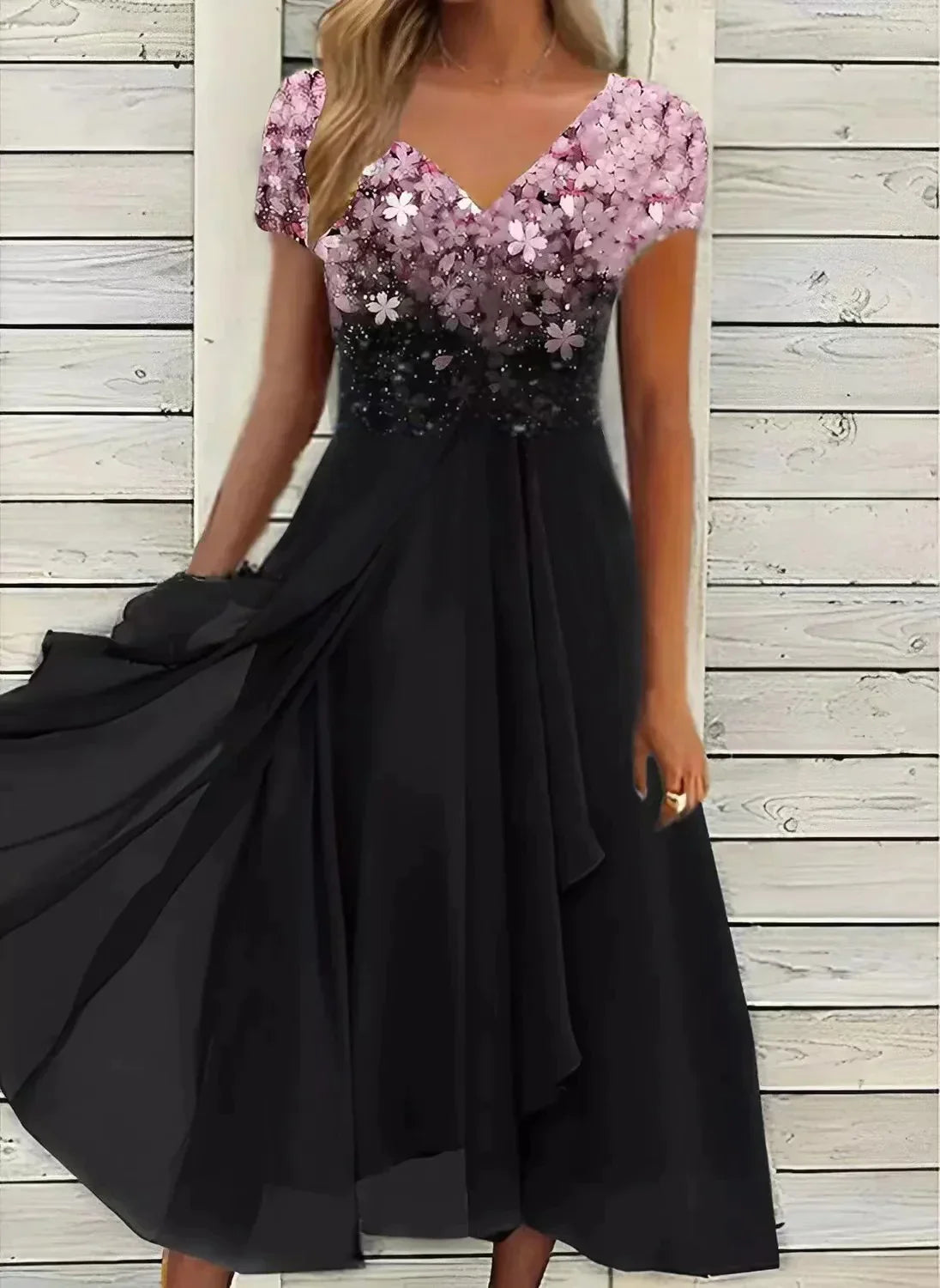 Marigon | Damen Hochzeit Abendkleid mit Glitzer | Maxi
