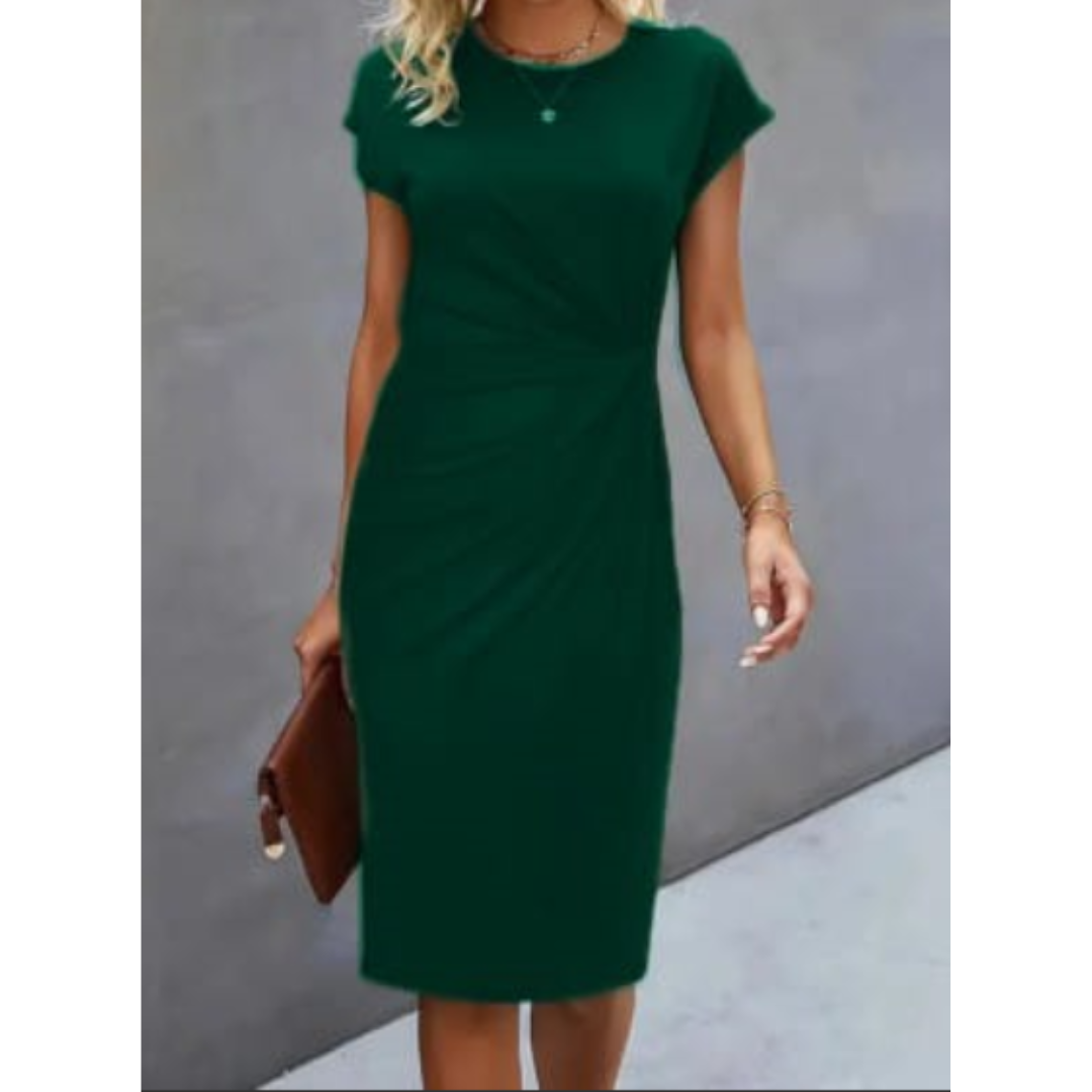 Damen Gerafftes, figurbetontes Kleid | Kurze Ärmel