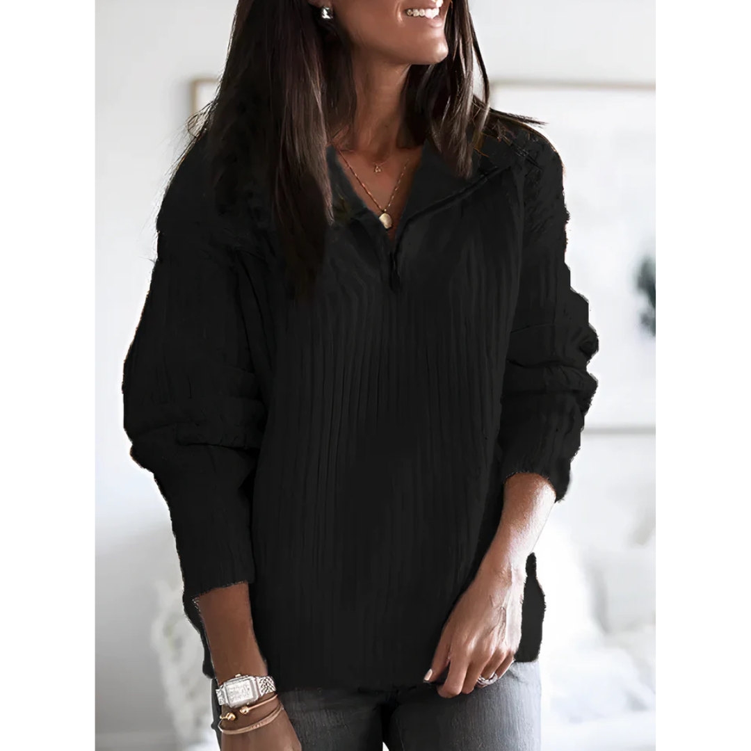 Rosgina | Warmer Winterpullover Damen | Reißverschluss