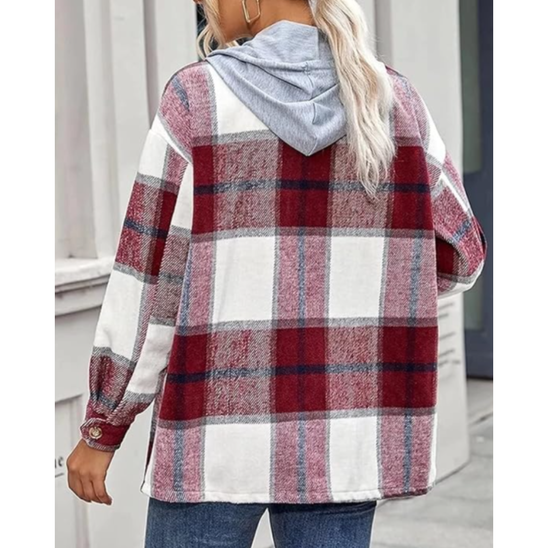 Tildarin | Damen Warme Kapuzen-Strickjacke | Knopf Daunen