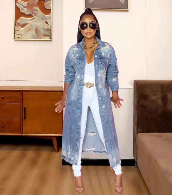 Suzie | Lange Jeansjacke für Damen