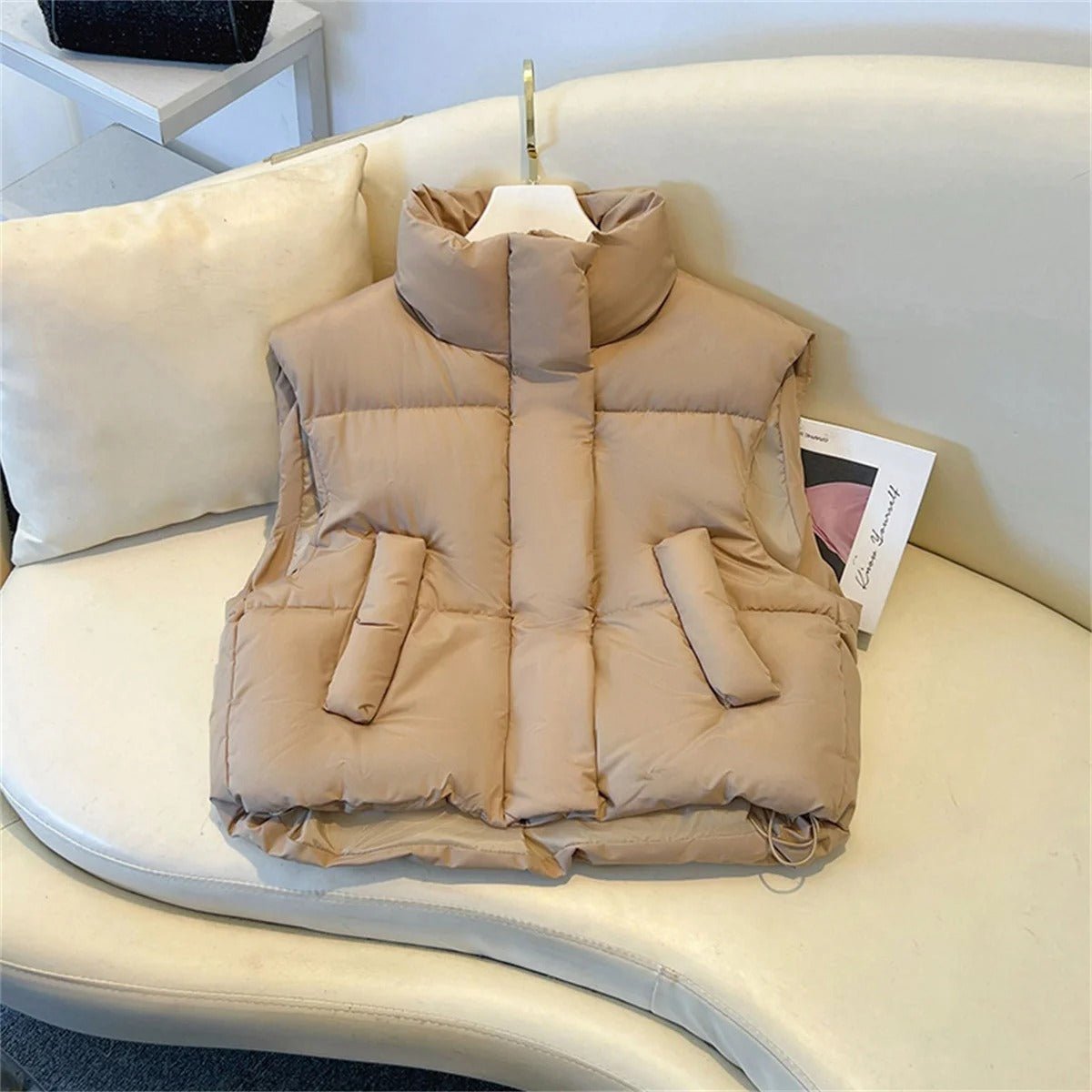 Damen Hohem Kragen Puffer Weste | Ärmellos