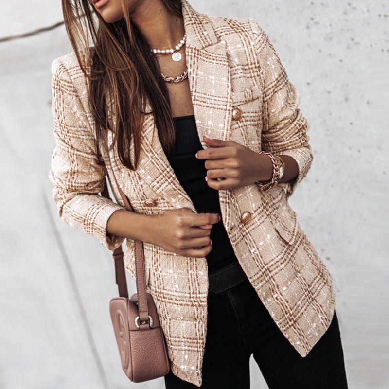 Lässig Kariert Blazer Damen | Kurz