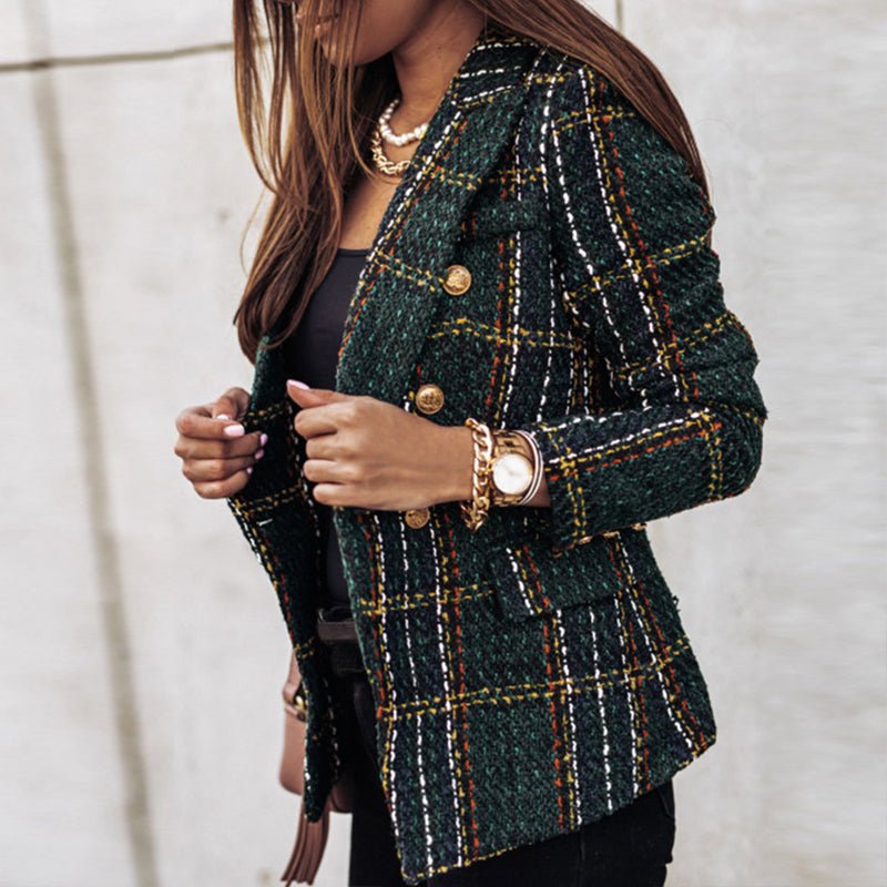 Lässig Kariert Blazer Damen | Kurz