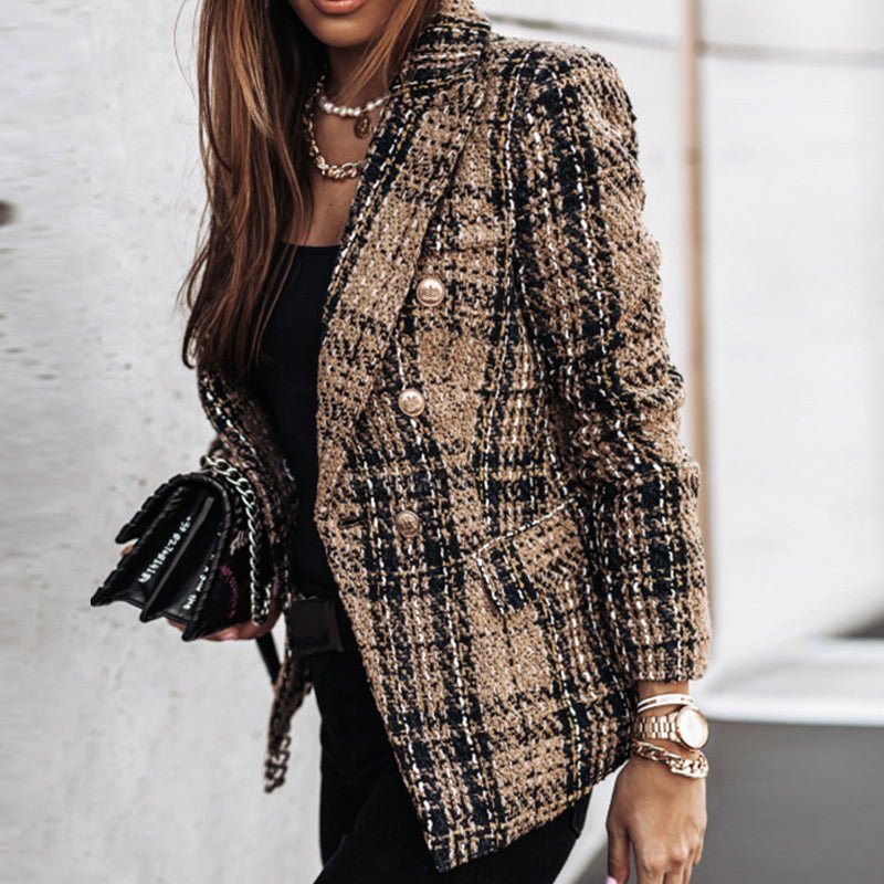 Lässig Kariert Blazer Damen | Kurz