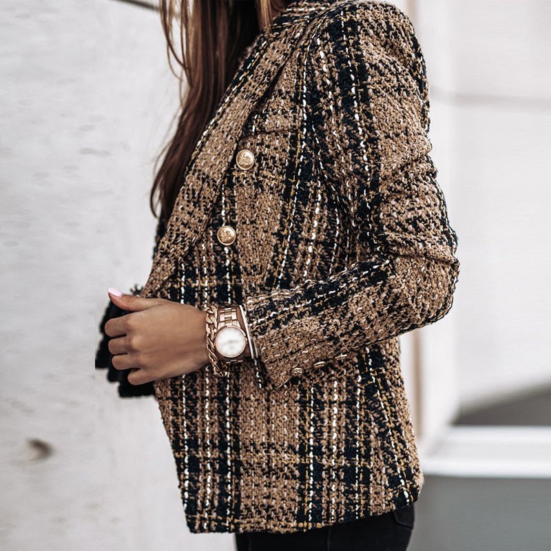 Lässig Kariert Blazer Damen | Kurz