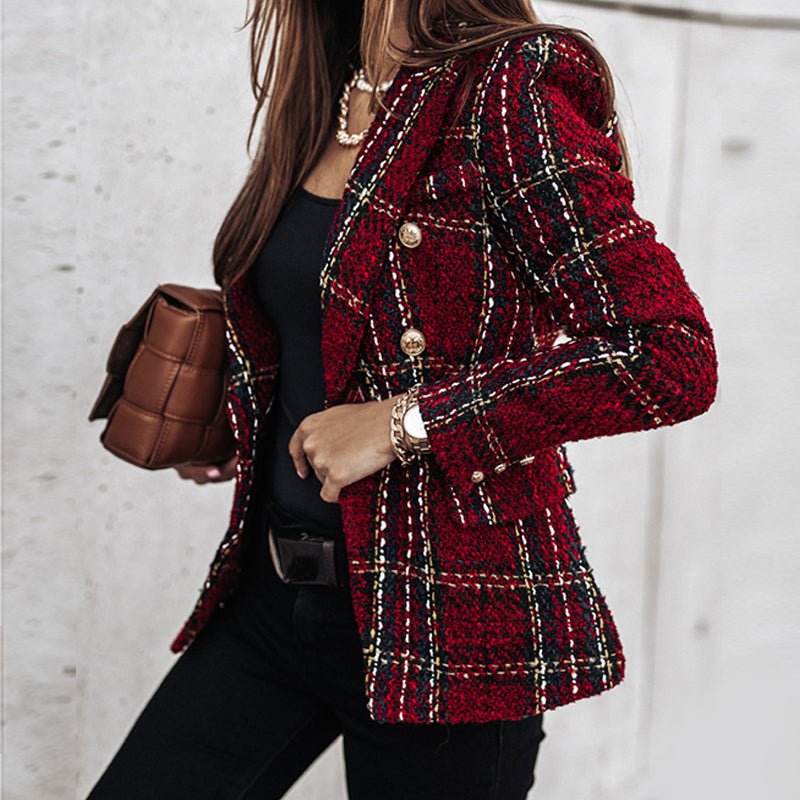 Lässig Kariert Blazer Damen | Kurz