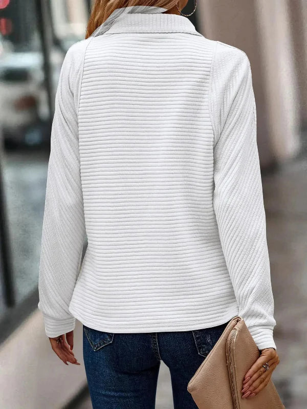 Damen Halber Reißverschluss V Ausschnitt Pullover | Langarm