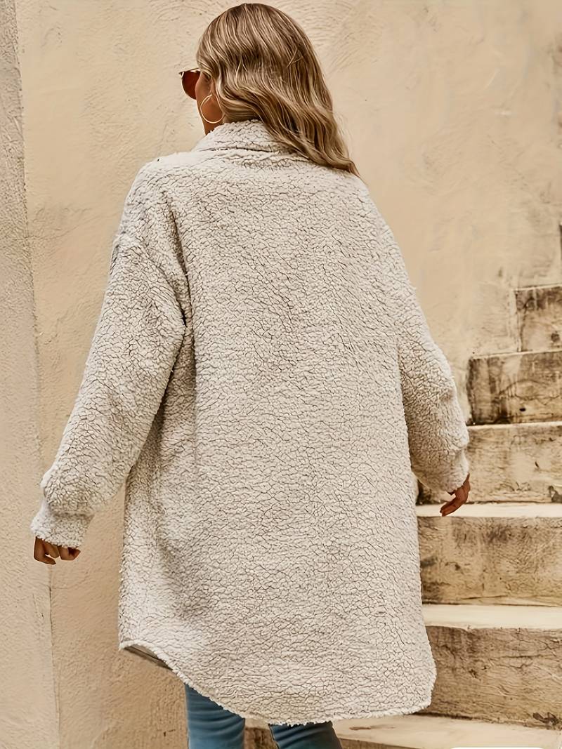 Langer Damen-Teddy-Mantel | Beige