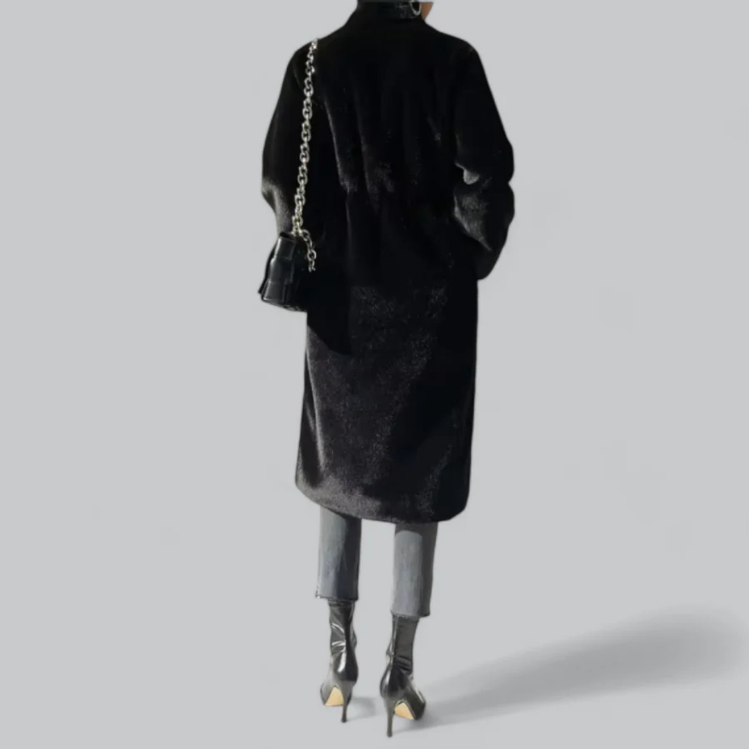Damen Lange Winter Warm Trench Mantel | Schwarz