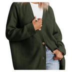 Damen Strick Knopf Daunen Warme Strickjacke | Lange