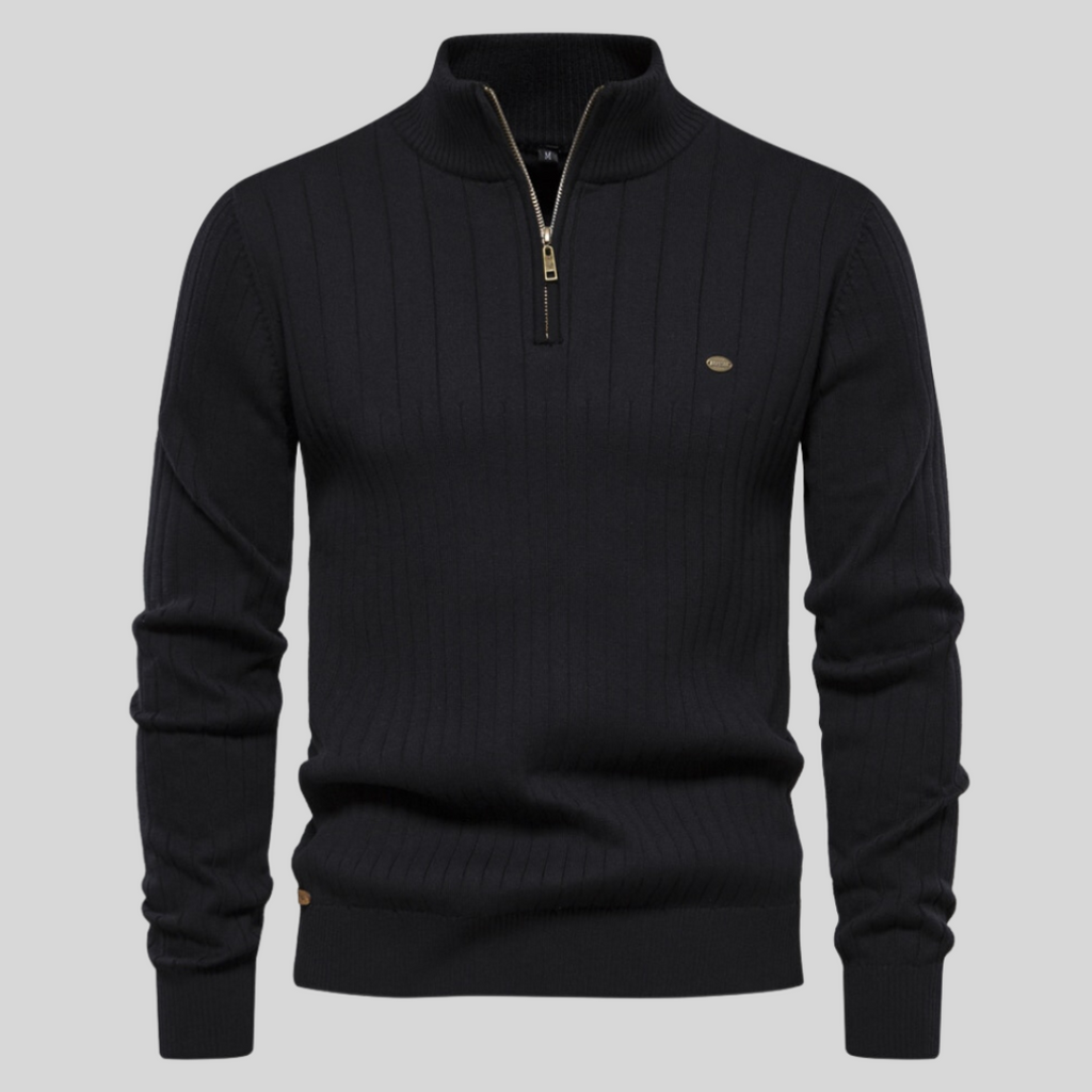 Herren Halber Reißverschluss Strickpullover | Langarm