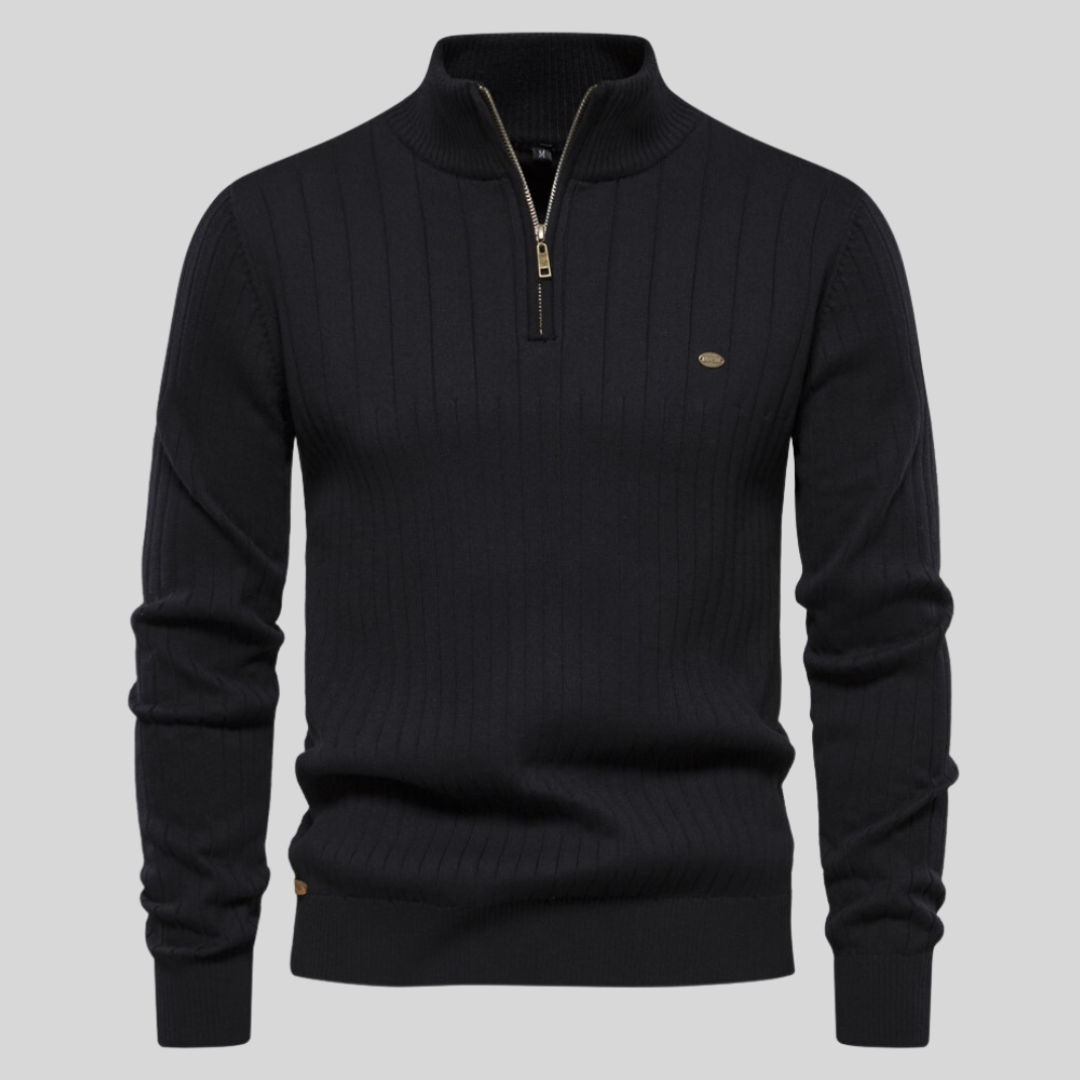 Herren Halber Reißverschluss Strickpullover | Langarm