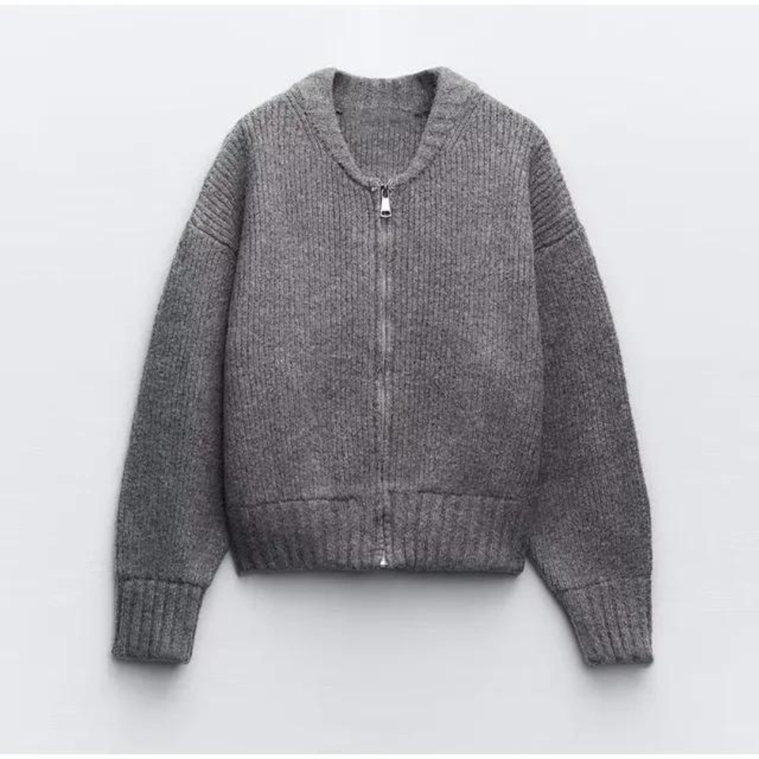 Orhaney | Damen Rundhalsausschnitt Strickjacke | Reißverschluss 