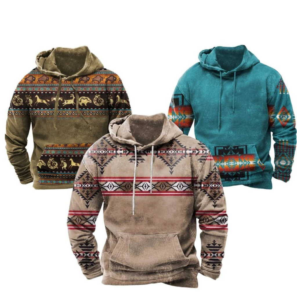 Herren Langarm bedruckte warme Kapuzenpulli | Winter