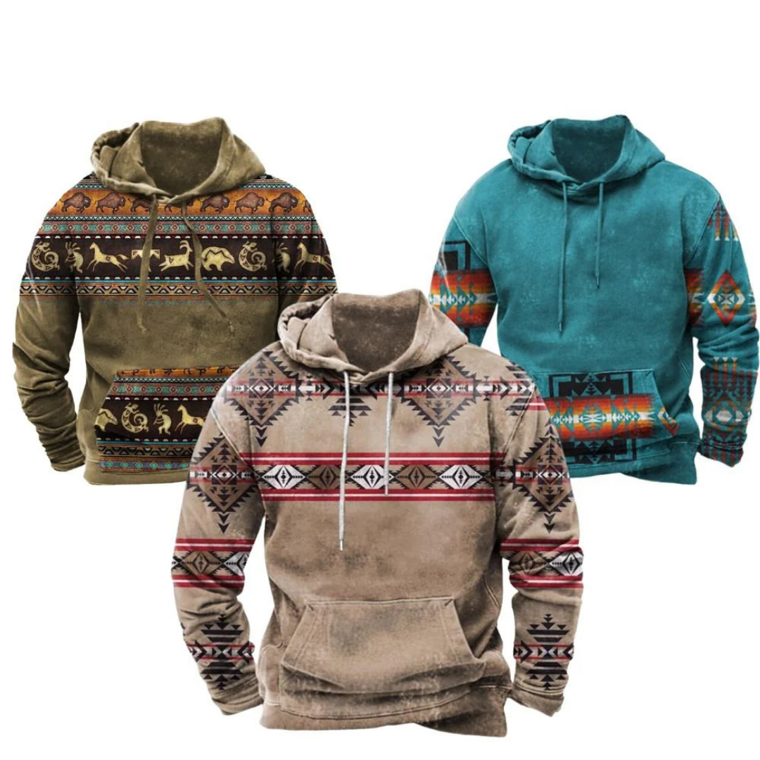 Herren Langarm bedruckte warme Kapuzenpulli | Winter