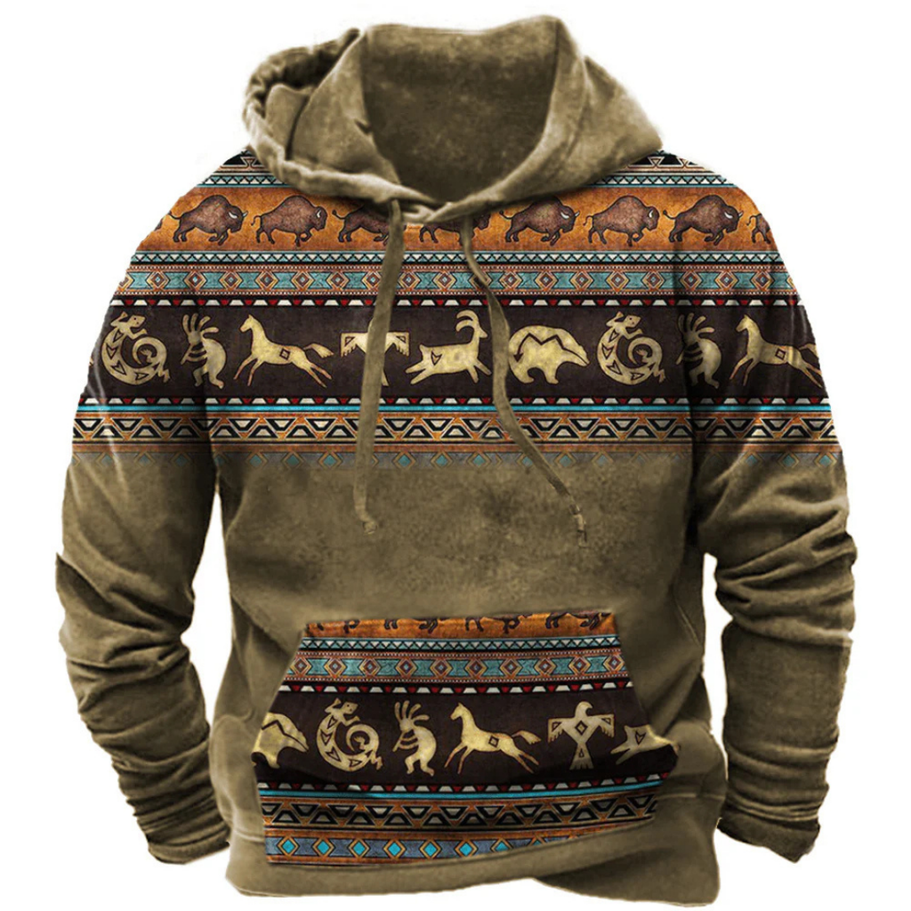 Herren Langarm bedruckte warme Kapuzenpulli | Winter
