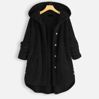 Damen Lange Winter Knopf Daunenjacke | Kapuze
