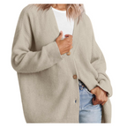 Damen Strick Knopf Daunen Warme Strickjacke | Lange