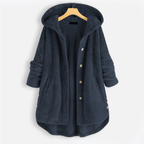 Damen Lange Winter Knopf Daunenjacke | Kapuze