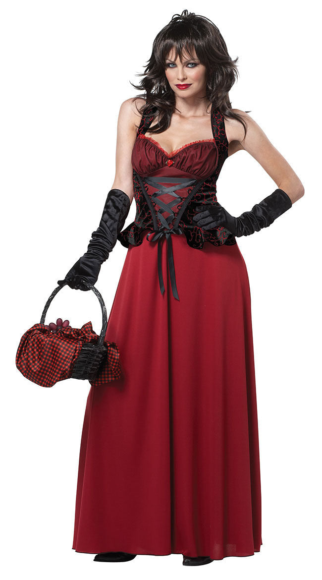 Kapuzenumhang &amp; Korsett Halloween Kleid Set Kostüm | Maxi